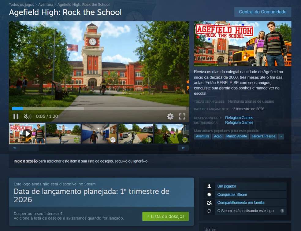 Selecione "+ Lista de Desejos" para incluir o título na sua whislist do Steam — Foto: Reprodução/Yuri Hildebrand