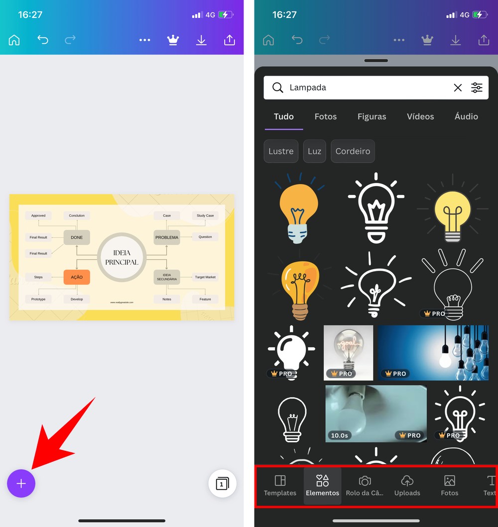 Como fazer mapa mental no Canva pelo celular