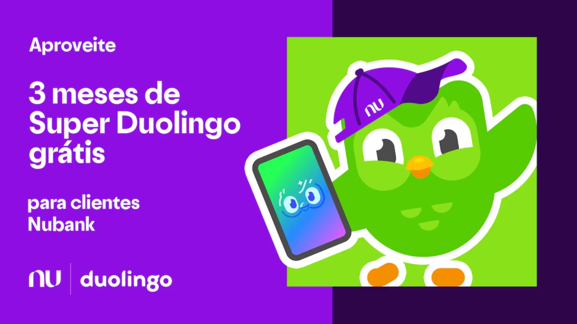 Clientes Nubank têm 3 meses de Super Duolingo grátis; aprenda a resgatar
