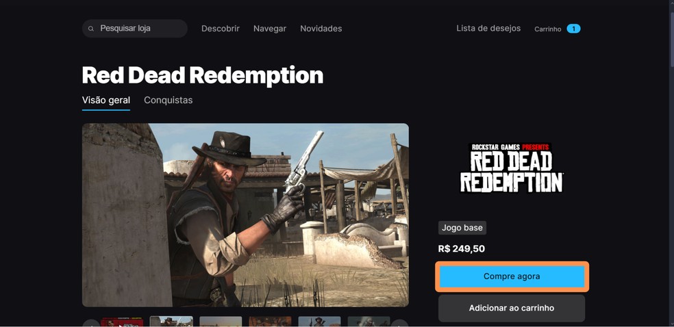 Selecione o botão 'Compre agora' — Foto: Reprodução/Róbson Martins