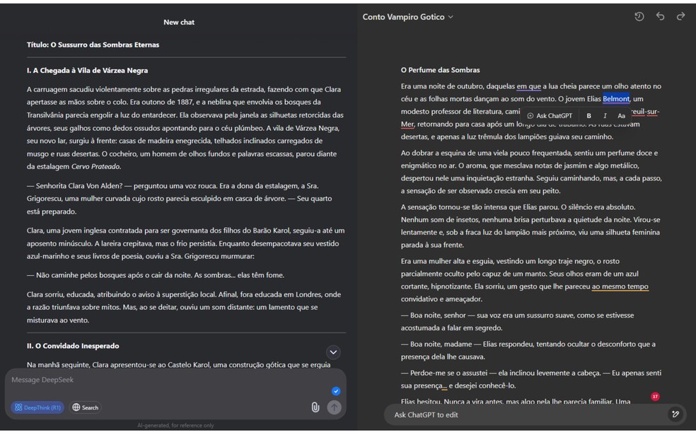  Reprodução/DeepSeek e ChatGPT