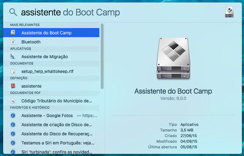 Abra o assistente do Boot Camp no Mac (Foto: Reprodução/Helito Bijora) — Foto: TechTudo