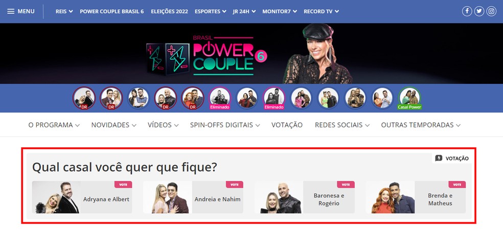Power Couple 2022: como votar para salvar casal da 3ª DR
