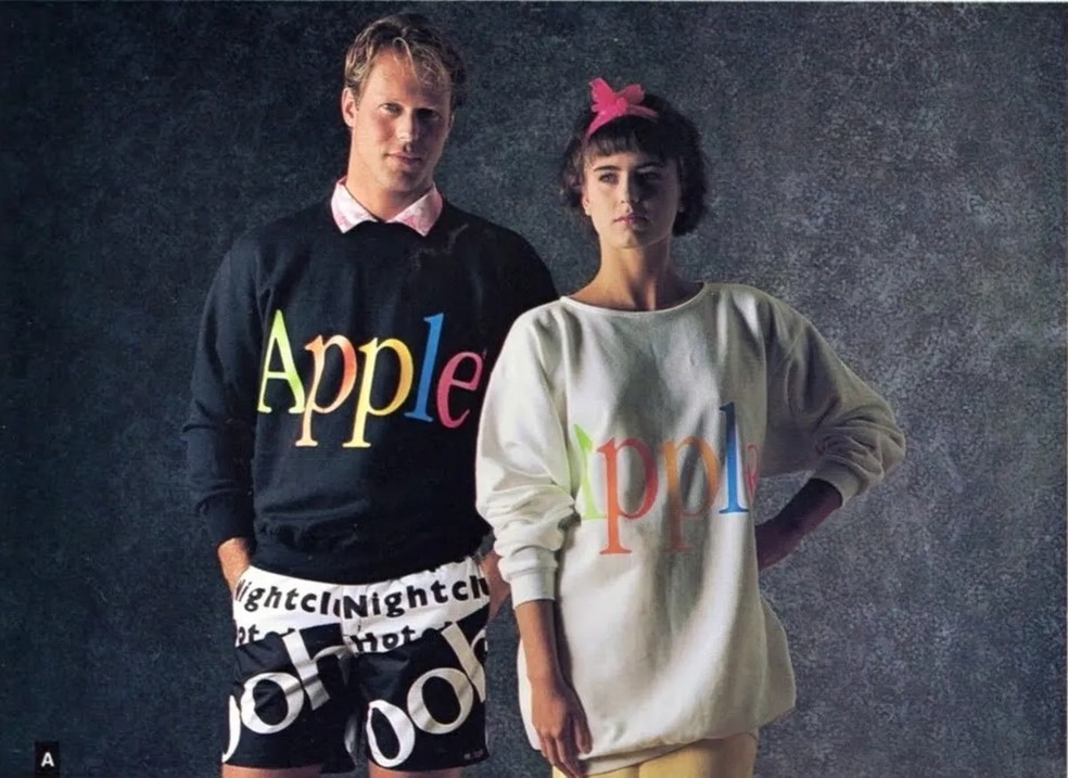 The Apple Collection foi uma marca de roupa lançada pela Apple em 1986 que refletia um espírito mais despojado e ousado — Foto: Divulgação/Apple Collection