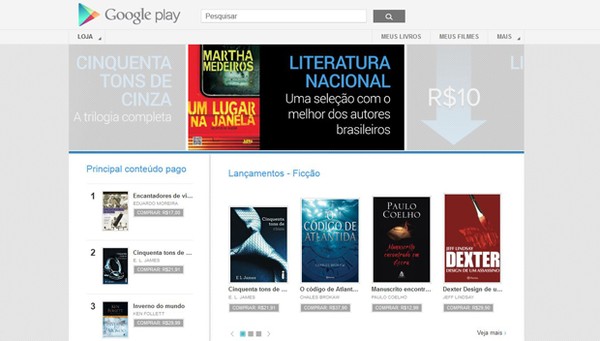 Google Play do Brasil começa a vender livros e filmes