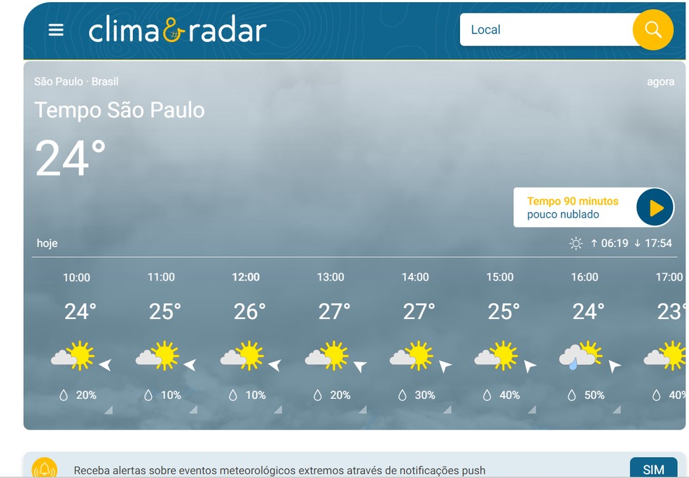 Follow the weather changes with Climate and Radar — Photo: Reproduction/Caroline Silvestre